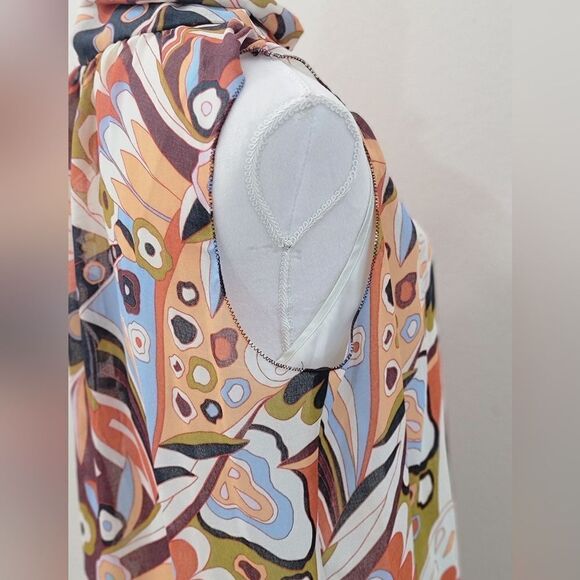 Chelsea & Violet 70s Retro Boho Scarf Dress Size L NWT Multicolor Old Money - Picture 7 of 12